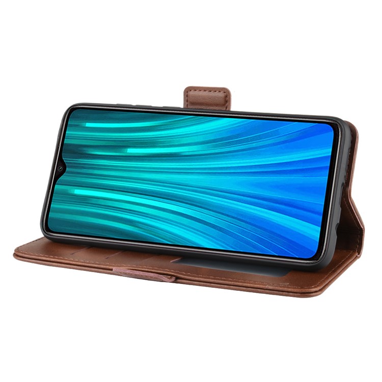 Magnet Adsorption Leather Wallet Stand Phone Casing for Xiaomi Redmi Note 8 Pro - Coffee-3