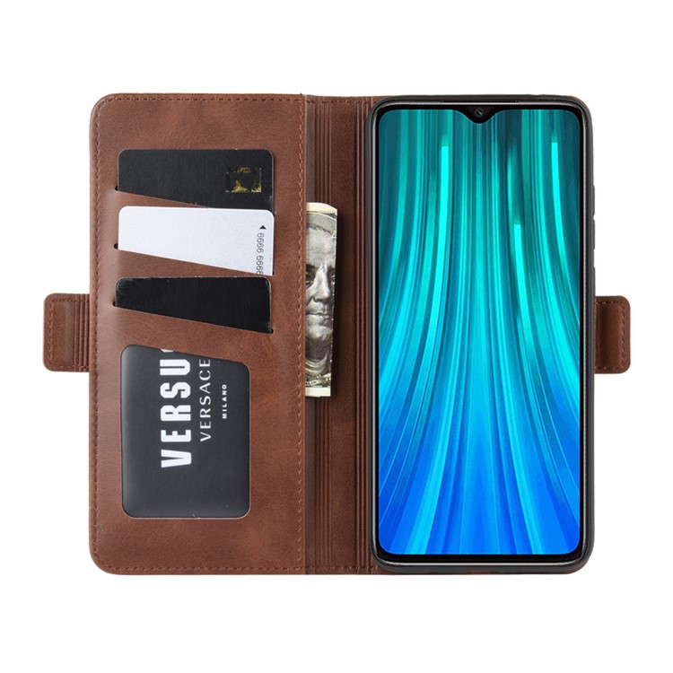 Magnet Adsorption Leather Wallet Stand Phone Casing for Xiaomi Redmi Note 8 Pro - Coffee-8