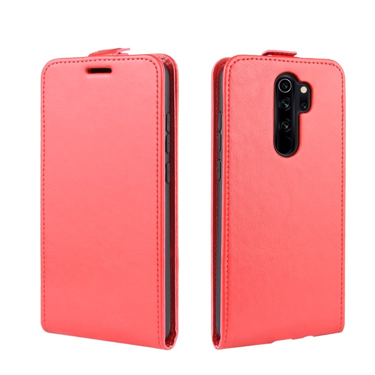 Crazy Horse Vertical Flip Leather Phone Shell Avec Support de Carte Pour Xiaomi Redmi Note 8 Pro - Rouge