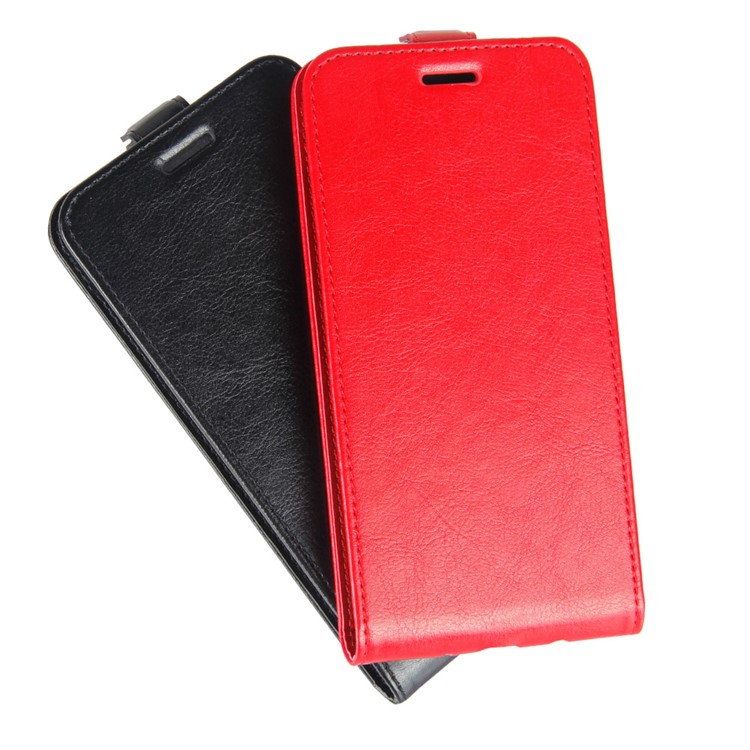 Crazy Horse Vertical Flip Leather Phone Shell Avec Support de Carte Pour Xiaomi Redmi Note 8 Pro - Rouge