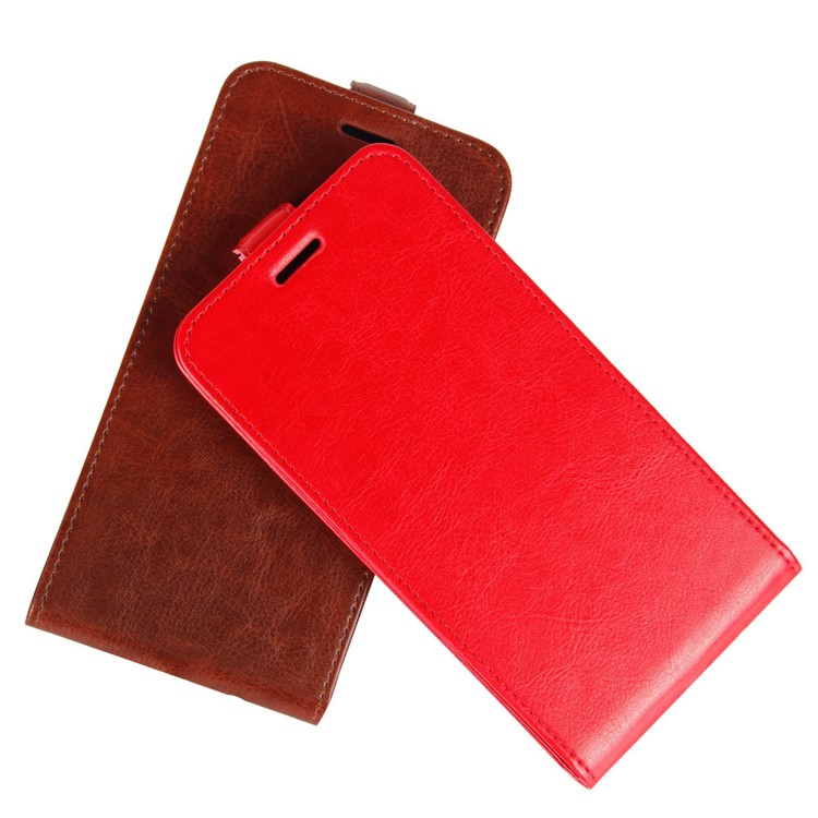 Crazy Horse Vertical Flip Leather Phone Shell Avec Support de Carte Pour Xiaomi Redmi Note 8 Pro - Rouge