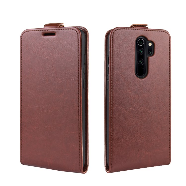 Crazy Horse Vertical Flip Leather Phone Shell with Card Holder for Xiaomi Redmi Note 8 Pro - Brown-1