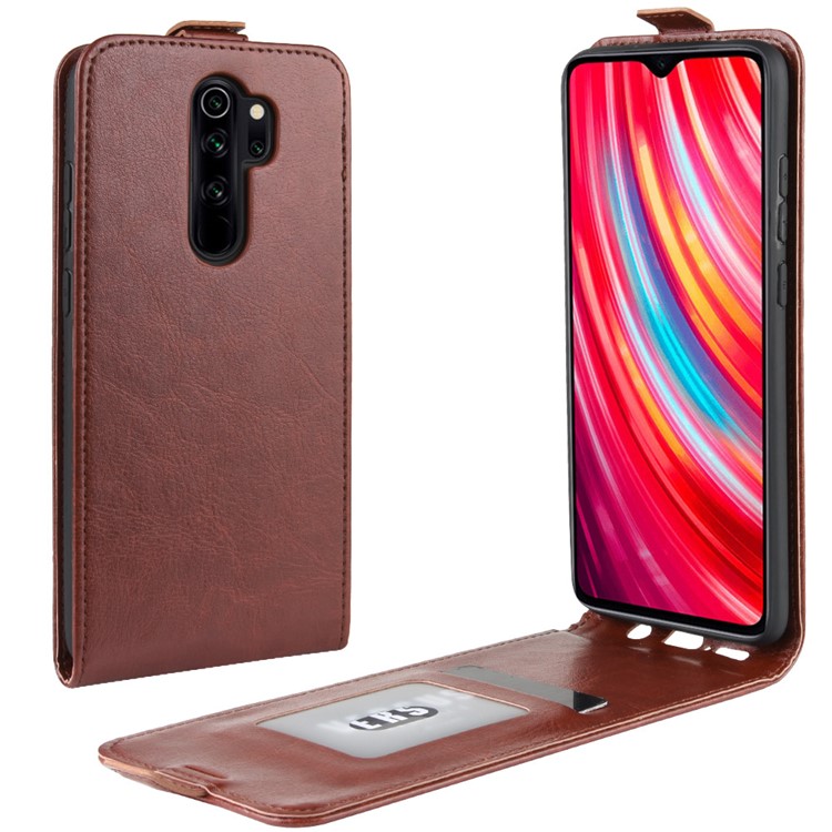 Crazy Horse Vertical Flip Leather Phone Shell with Card Holder for Xiaomi Redmi Note 8 Pro - Brown-4