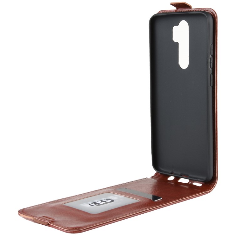 Crazy Horse Vertical Flip Leather Phone Shell with Card Holder for Xiaomi Redmi Note 8 Pro - Brown-8
