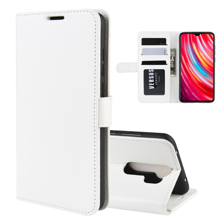 Crazy Horse Texture Leather Stand Wallet Phone Cover for Xiaomi Redmi Note 8 Pro - White-1