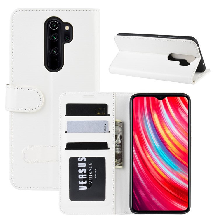 Crazy Horse Texture Leather Stand Wallet Phone Cover for Xiaomi Redmi Note 8 Pro - White-8