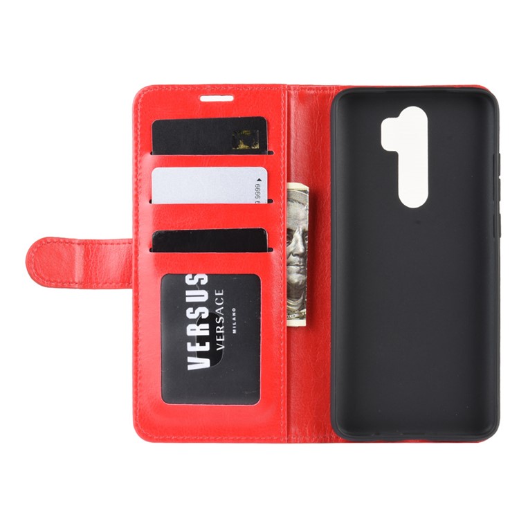 Crazy Horse Texture Leather Stand Wallet Phone Cover for Xiaomi Redmi Note 8 Pro - Red-4