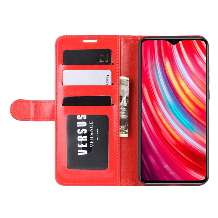 Crazy Horse Texture Leather Stand Wallet Phone Cover for Xiaomi Redmi Note 8 Pro - Red-5