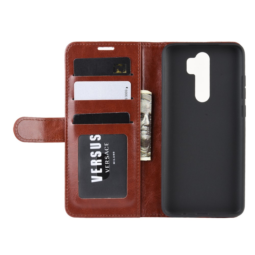 Crazy Horse Texture Leather Stand Wallet Phone Cover for Xiaomi Redmi Note 8 Pro - Brown-4