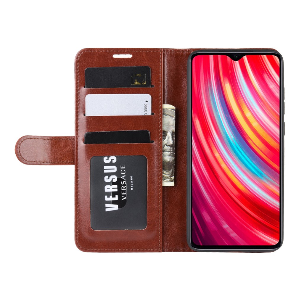 Crazy Horse Texture Leather Stand Wallet Phone Cover for Xiaomi Redmi Note 8 Pro - Brown-5
