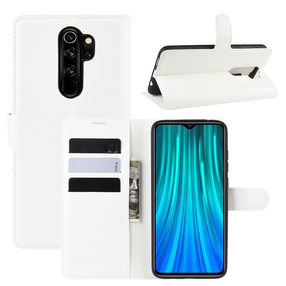 Litchi Skin Flip Leather Wallet Phone Case for Xiaomi Redmi Note 8 Pro - White-1