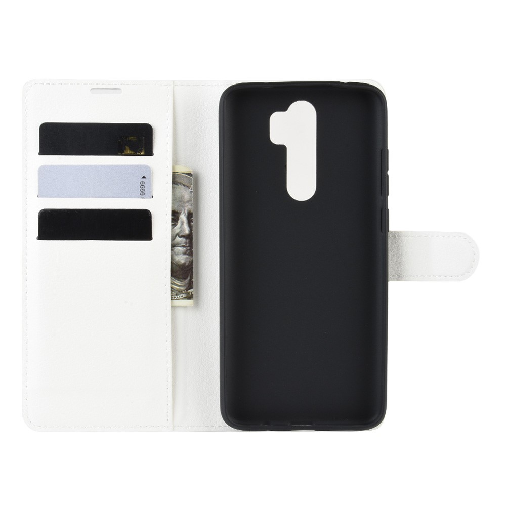 Litchi Skin Flip Leather Wallet Phone Case for Xiaomi Redmi Note 8 Pro - White-3
