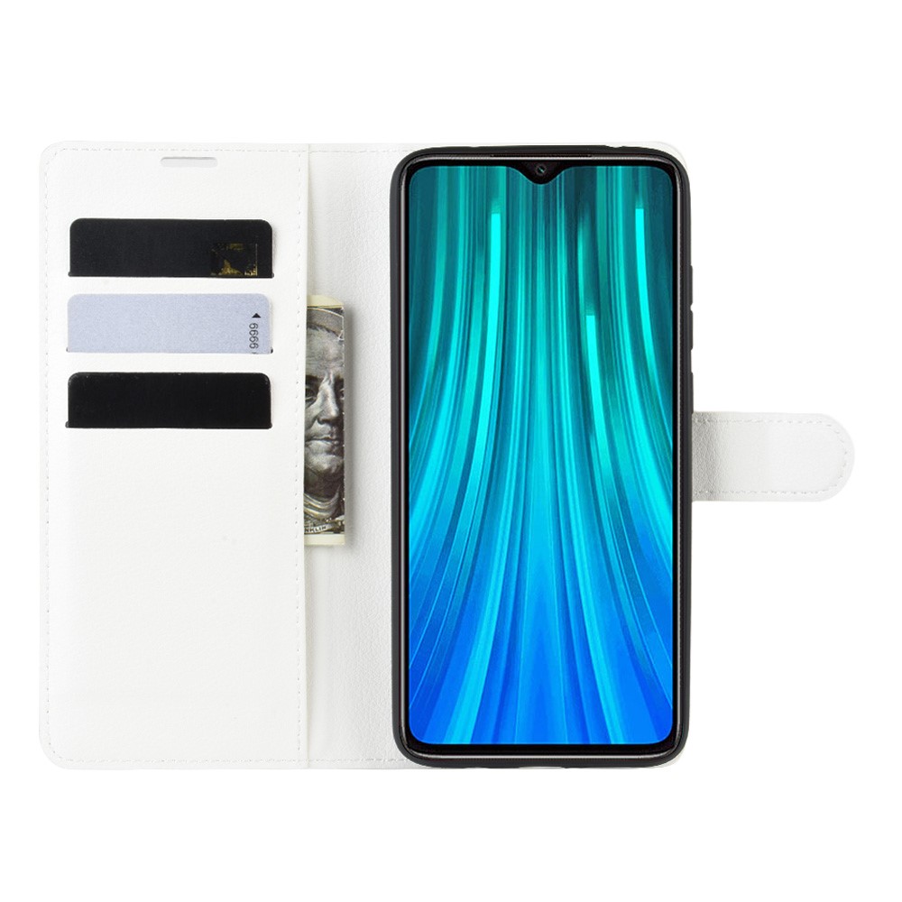 Litchi Skin Flip Leather Wallet Phone Case for Xiaomi Redmi Note 8 Pro - White-4