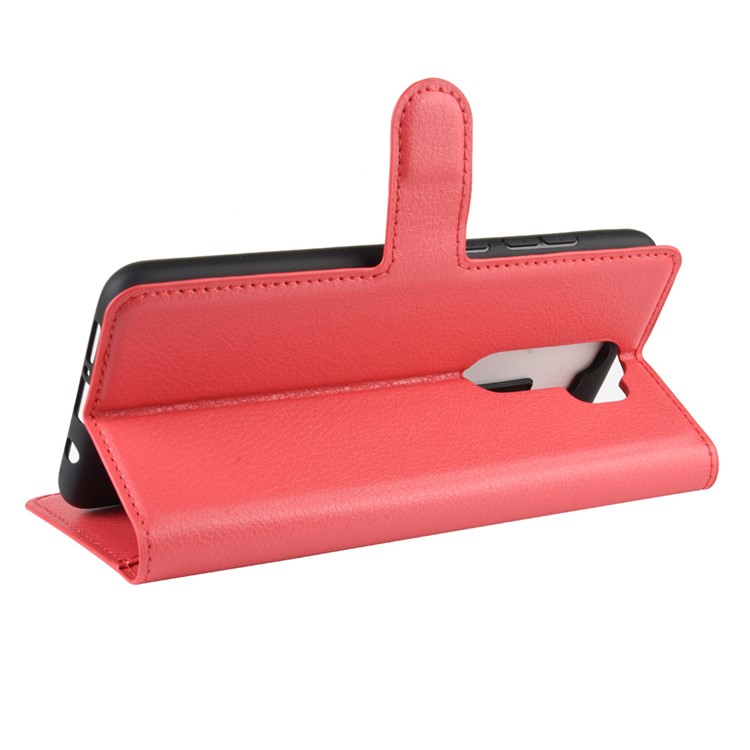 Litchi Skin Flip Leder Brieftaschenhülle Für Xiaomi Redmi Note 8 Pro Faltbares Stand Phone Hülle - Rot-5