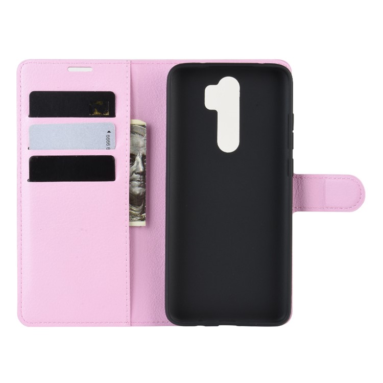 Litchi Skin Flip Leather Wallet Phone Case for Xiaomi Redmi Note 8 Pro - Pink-3