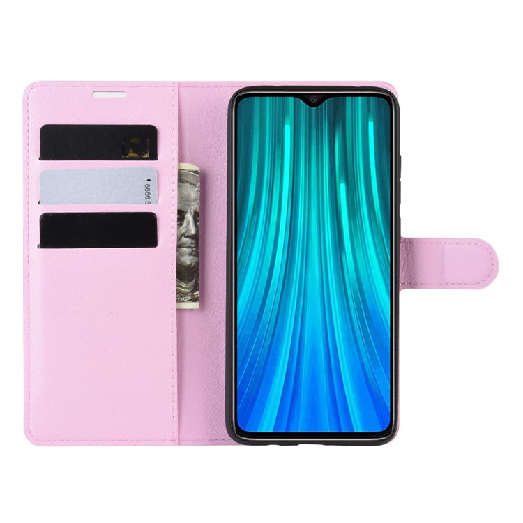 Litchi Skin Flip Leather Wallet Phone Case for Xiaomi Redmi Note 8 Pro - Pink-4