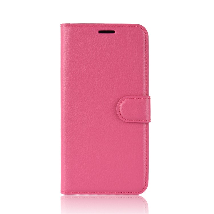 Litchi Skin Flip le Cuir Portefeuille Case de Téléphone Pour Xiaomi Redmi Note 8 Pro Poldable Stand Case de Téléphone Pliable - Rose-2