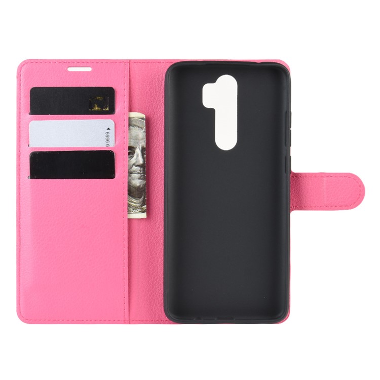 Litchi Skin Flip Leather Wallet Phone Case for Xiaomi Redmi Note 8 Pro - Rose-3