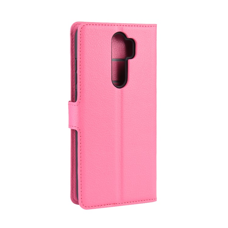 Litchi Skin Flip le Cuir Portefeuille Case de Téléphone Pour Xiaomi Redmi Note 8 Pro Poldable Stand Case de Téléphone Pliable - Rose-6