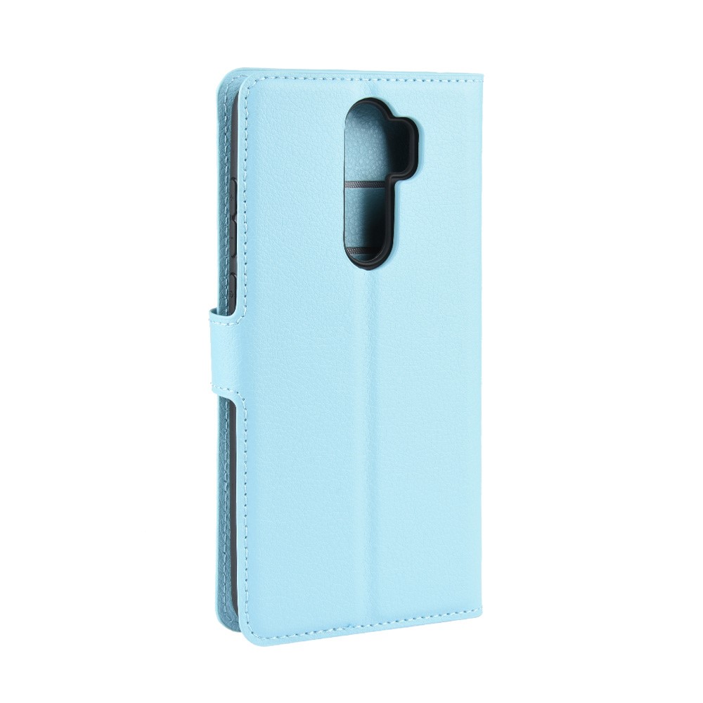 Litchi Skin Flip Leather Wallet Phone Case for Xiaomi Redmi Note 8 Pro Foldable Stand Phone Case - Baby Blue-6