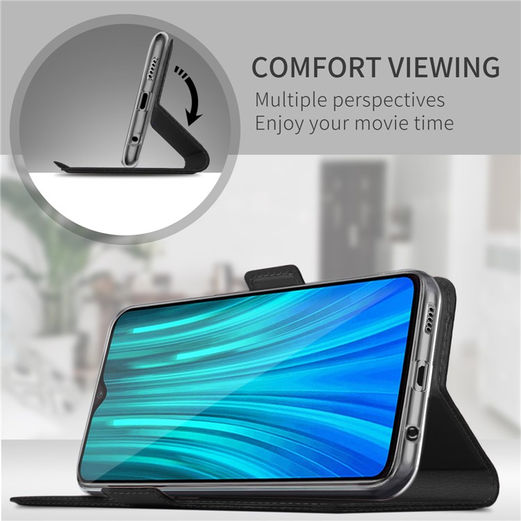 Business Style Card Holder Leather Stand Case Cover for Xiaomi Redmi Note 8 Pro - Black-3