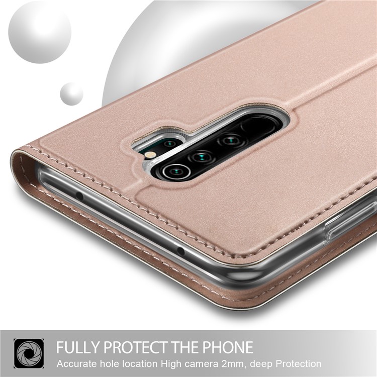 Business Style Card Holder Leather Stand Case Cover for Xiaomi Redmi Note 8 Pro - Rose Gold-4