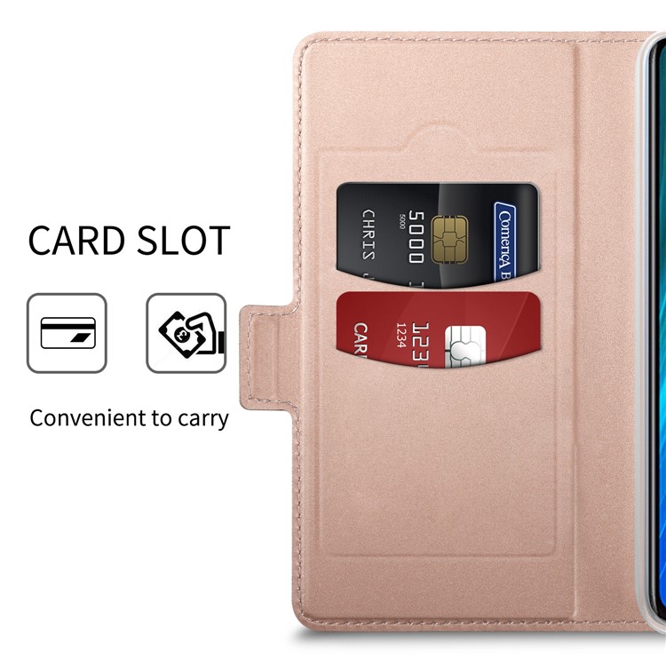 Business Style Card Holder Leather Stand Case Cover for Xiaomi Redmi Note 8 Pro - Rose Gold-6