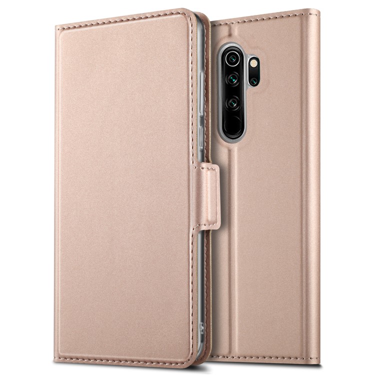Business Style Card Holder Leather Stand Case Cover for Xiaomi Redmi Note 8 Pro - Rose Gold-9