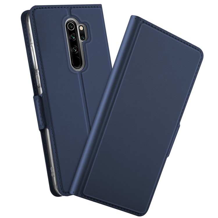 Business Style Card Holder Leather Stand Case Cover for Xiaomi Redmi Note 8 Pro - Blue-1