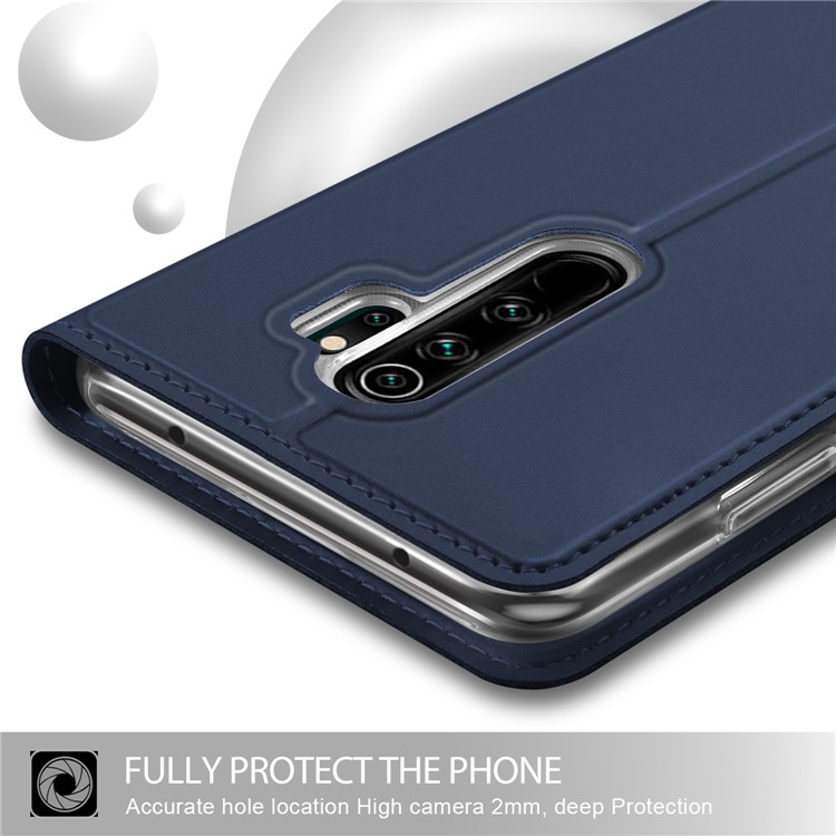 Business Style Card Holder Leather Stand Case Cover for Xiaomi Redmi Note 8 Pro - Blue-4