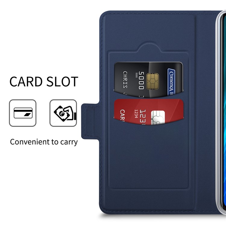 Business Style Card Holder Leather Stand Case Cover for Xiaomi Redmi Note 8 Pro - Blue-6