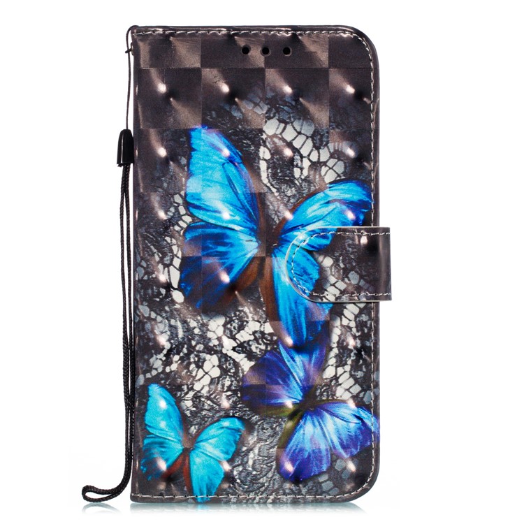 Pattern Printing Light Spot Decor Leather Wallet Case for Xiaomi Mi CC9e / Mi A3 - Blue Butterfly-2