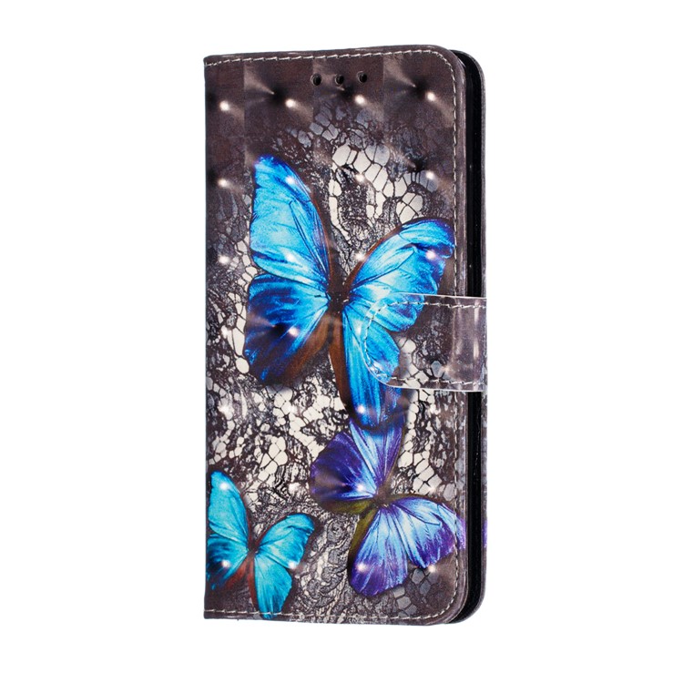 Pattern Printing Light Spot Decor Leather Wallet Case for Xiaomi Mi CC9e / Mi A3 - Blue Butterfly-4