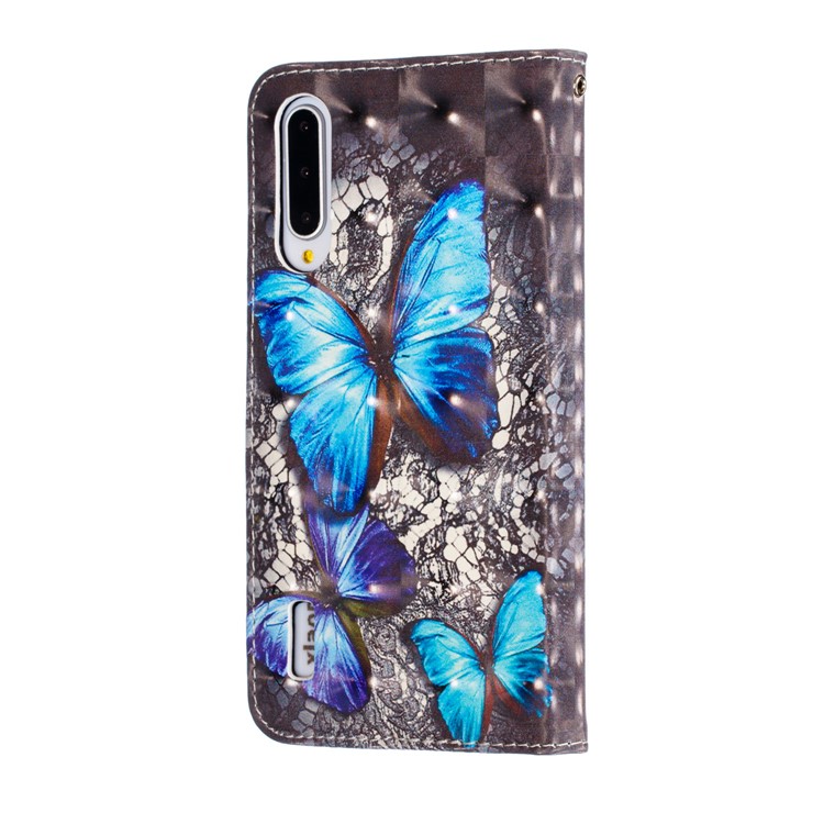 Pattern Printing Light Spot Decor Leather Wallet Case for Xiaomi Mi CC9e / Mi A3 - Blue Butterfly-5