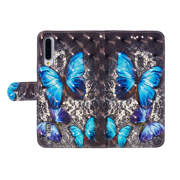 Pattern Printing Light Spot Decor Leather Wallet Case for Xiaomi Mi CC9e / Mi A3 - Blue Butterfly-6