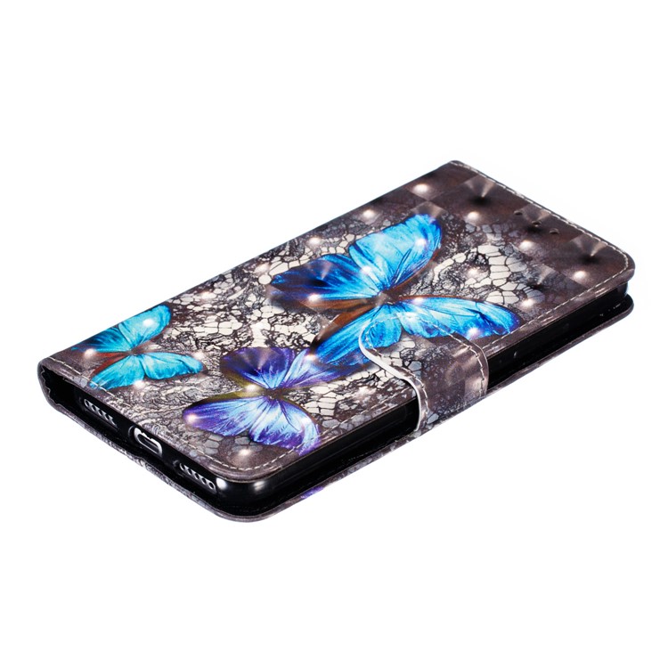 Pattern Printing Light Spot Decor Leather Wallet Case for Xiaomi Mi CC9e / Mi A3 - Blue Butterfly-8