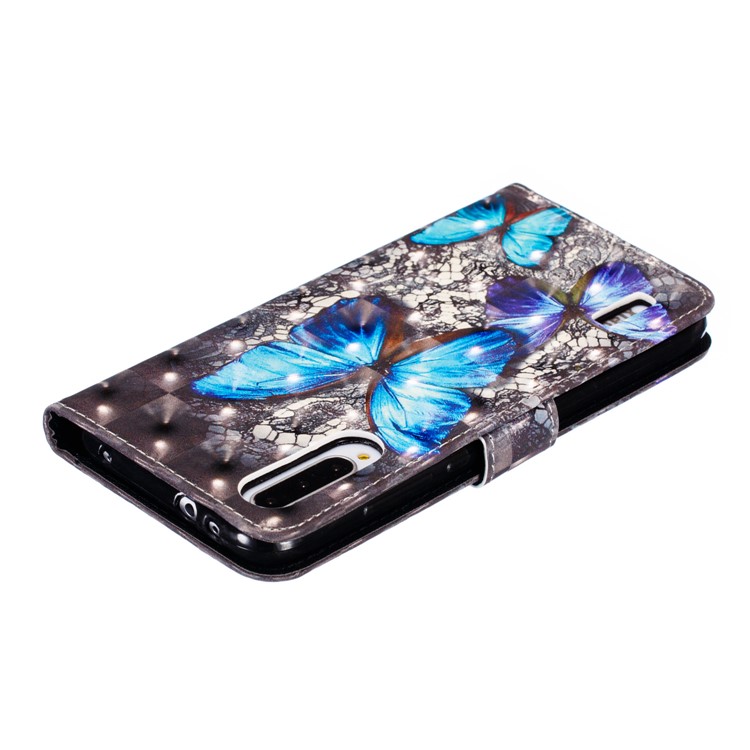 Pattern Printing Light Spot Decor Leather Wallet Case for Xiaomi Mi CC9e / Mi A3 - Blue Butterfly-9