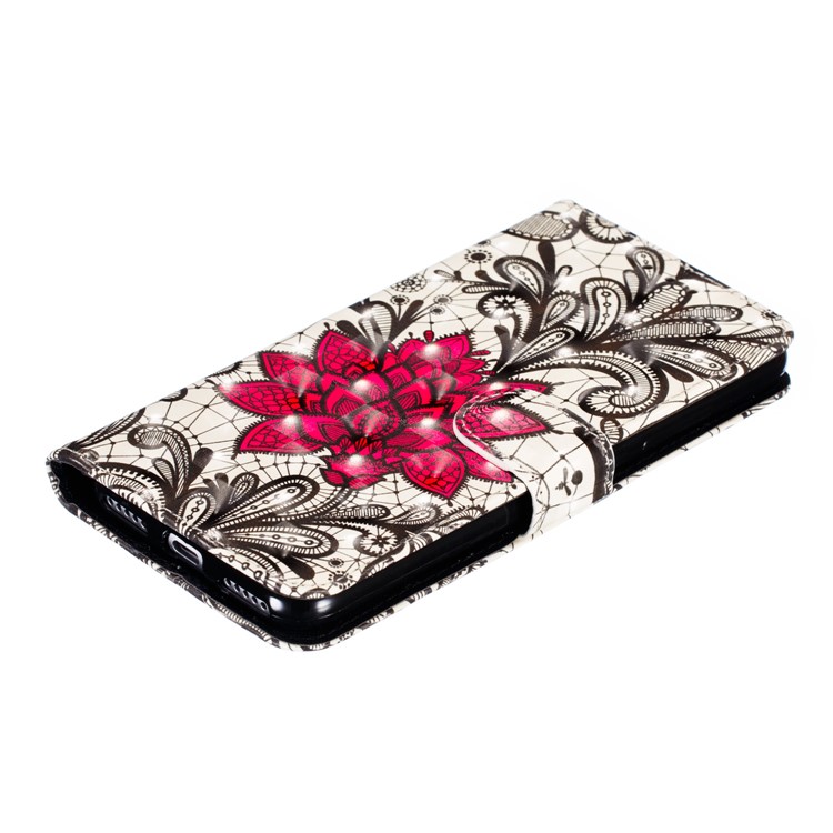 Pattern Printing Light Spot Decor Leather Wallet Case for Xiaomi Mi CC9e / Mi A3 - Red Flower-8