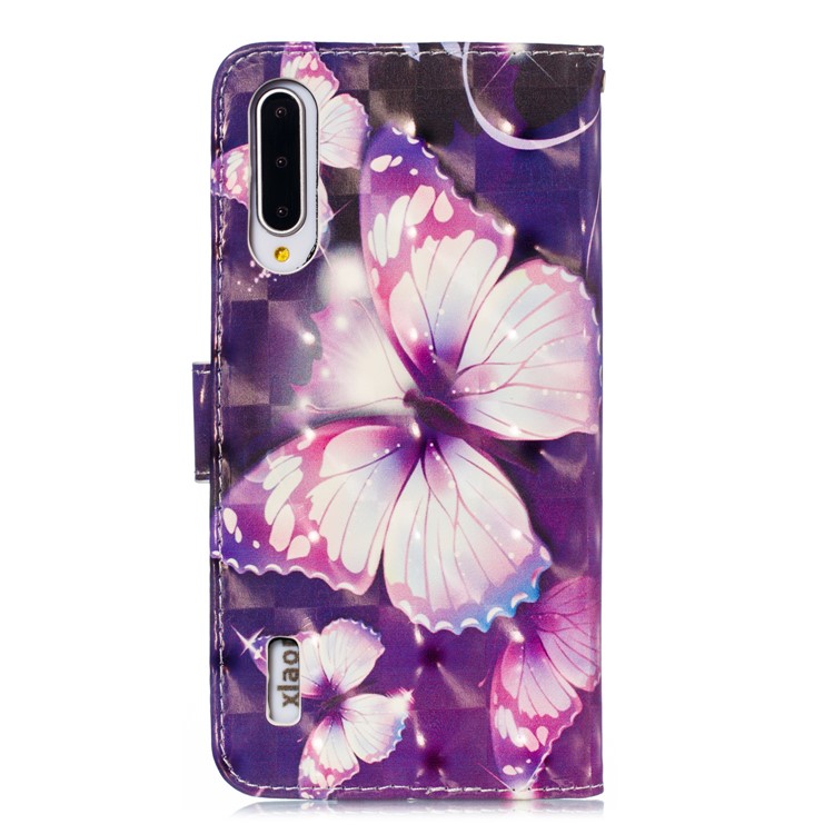 Pattern Printing Light Spot Decor Leather Wallet Case for Xiaomi Mi CC9e / Mi A3 - Purple Butterfly-3