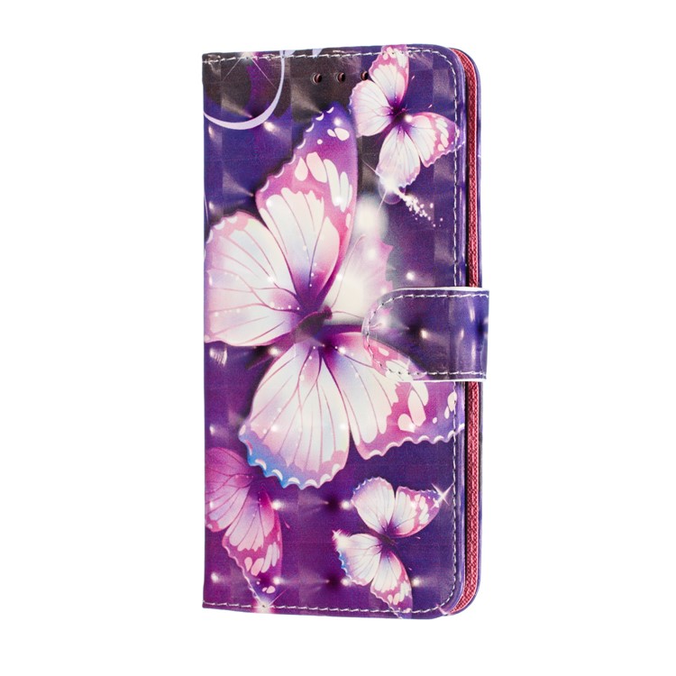 Pattern Printing Light Spot Decor Leather Wallet Case for Xiaomi Mi CC9e / Mi A3 - Purple Butterfly-4