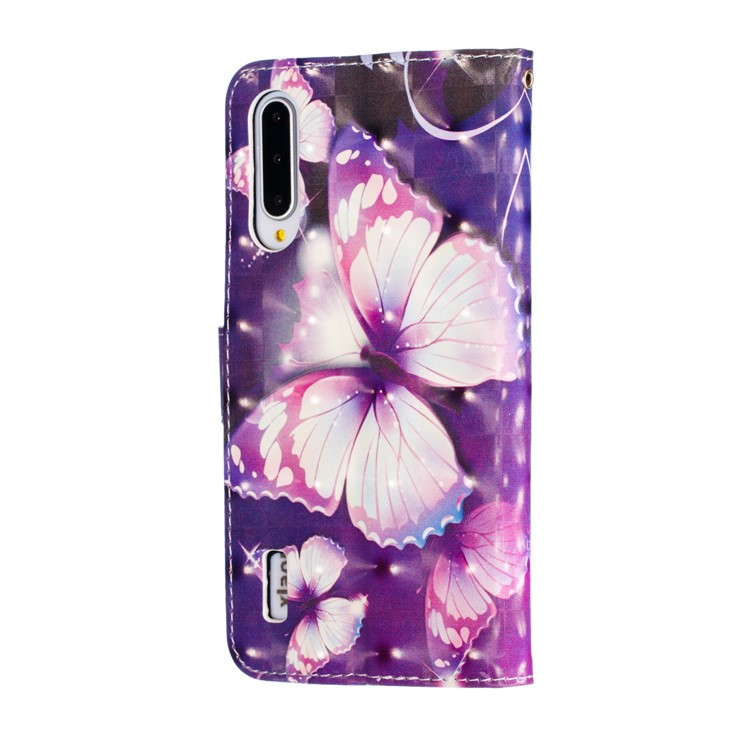 Pattern Printing Light Spot Decor Leather Wallet Case for Xiaomi Mi CC9e / Mi A3 - Purple Butterfly-6