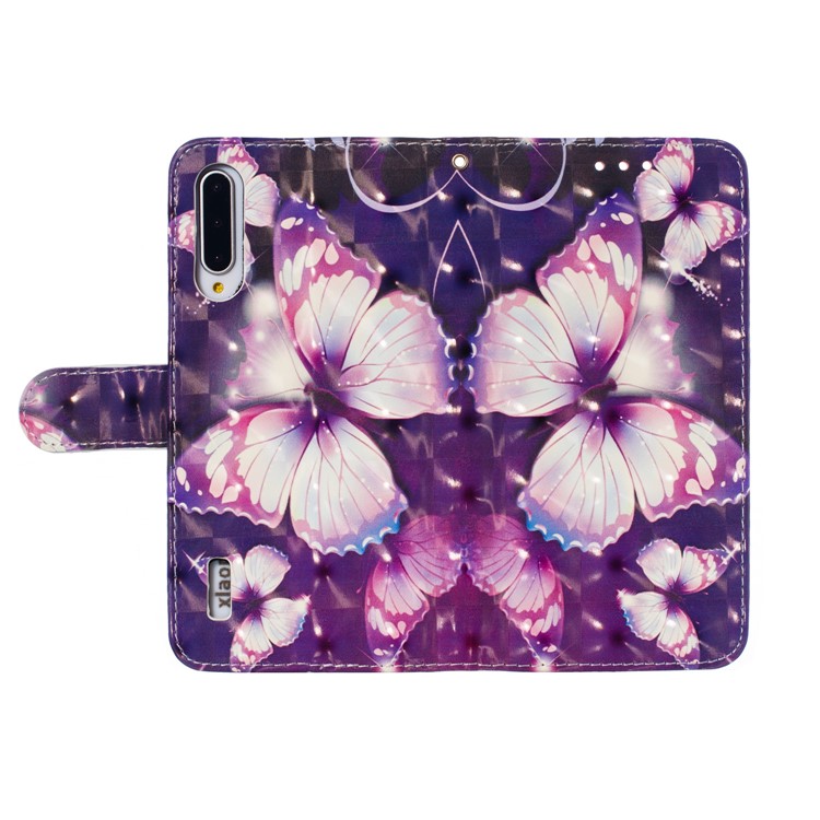 Pattern Printing Light Spot Decor Leather Wallet Case for Xiaomi Mi CC9e / Mi A3 - Purple Butterfly-7