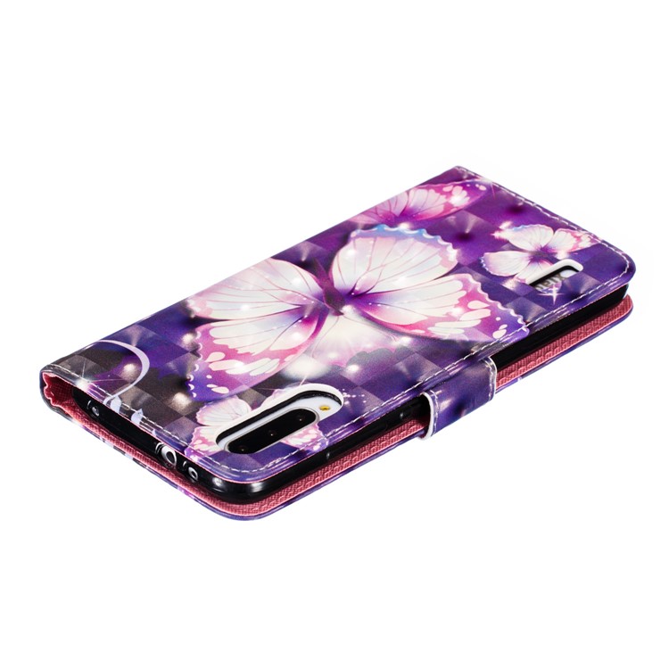 Pattern Printing Light Spot Decor Leather Wallet Case for Xiaomi Mi CC9e / Mi A3 - Purple Butterfly-10