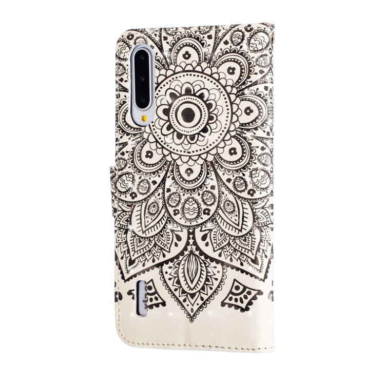 Pattern Printing Light Spot Decor Leather Wallet Case for Xiaomi Mi CC9e / Mi A3 - Black Flower-5
