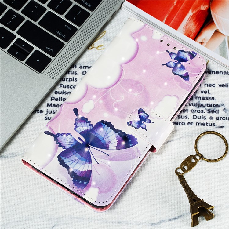 Pattern Printing Light Spot Decor Leather Wallet Case for Xiaomi Mi CC9e / Mi A3 - Colorized Butterfly-13