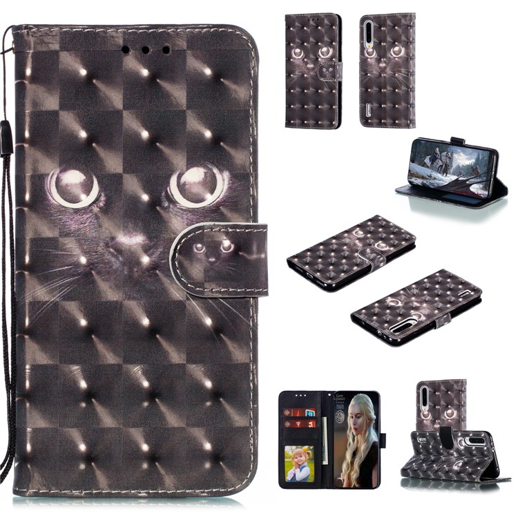 Pattern Printing Light Spot Decor Leather Wallet Case for Xiaomi Mi CC9e / Mi A3 - Cat-1