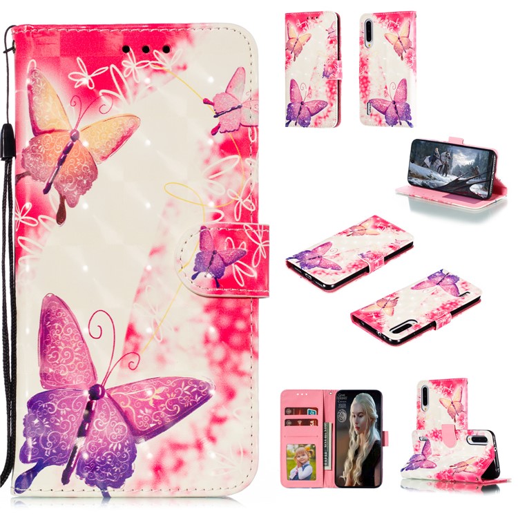 Pattern Printing Light Spot Decor Leather Wallet Case for Xiaomi Mi CC9e / Mi A3 - Elegant Butterfly-1