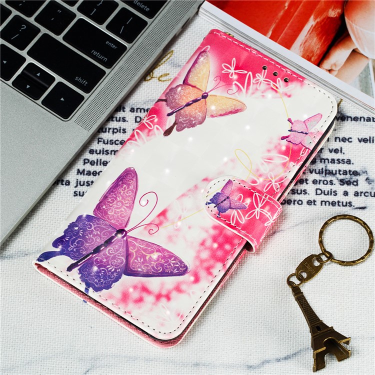 Pattern Printing Light Spot Decor Leather Wallet Case for Xiaomi Mi CC9e / Mi A3 - Elegant Butterfly-13