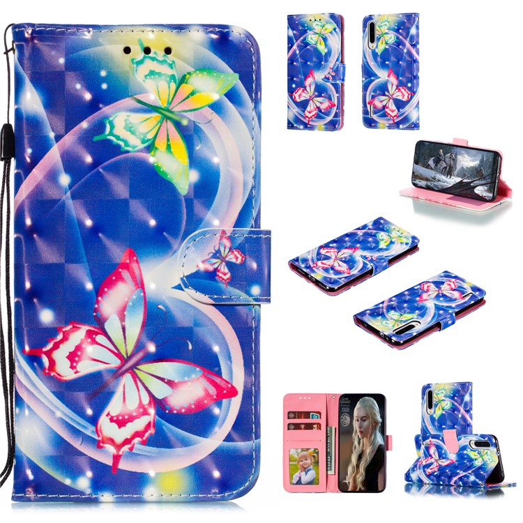 Pattern Printing Light Spot Decor Leather Wallet Case for Xiaomi Mi CC9e / Mi A3 - Vivid Butterfly-1