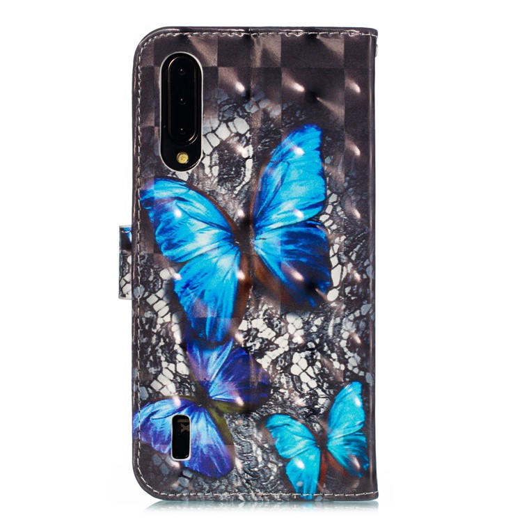 Pattern Printing Light Spot Decor Leather Wallet Stand Case for Xiaomi Mi CC9 / Mi CC9 Meitu Edition - Blue Butterfly-3